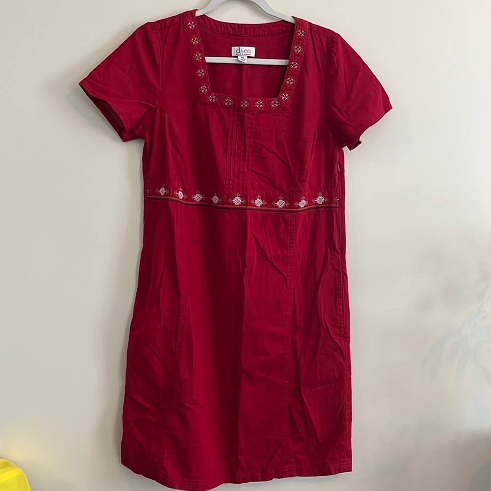 Denim&Co Boho Red Embroidered Dress sz XS peasant Bohemian‎ boho fall autumn